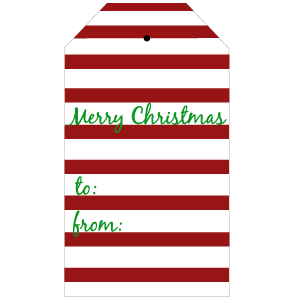 Merry Christmas Red Stripes Gift Tag