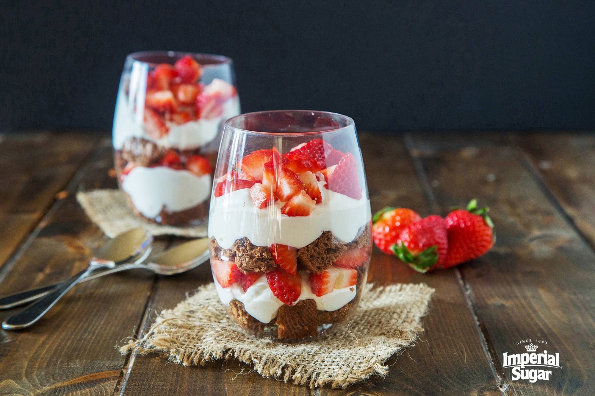 Strawberry Parfaits with Chocolate Angel Food Cake | Dixie Crystals