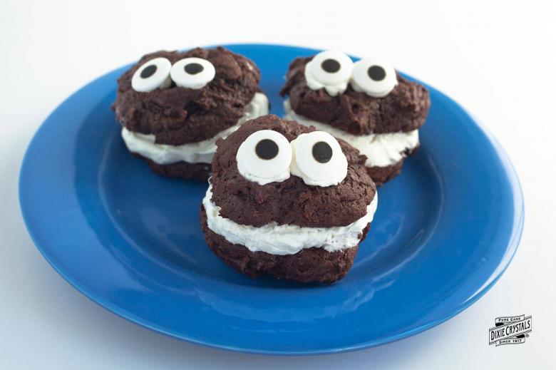 Cookie Monster Brownie Sandwich Cookies 