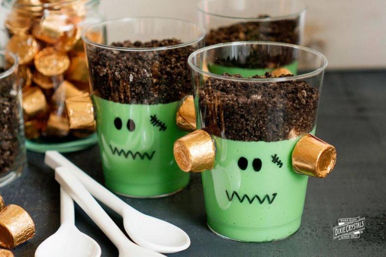 Spooky Frankenstein Pudding Cups 