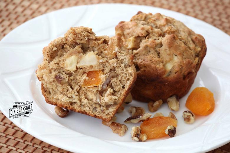 Apple Apricot Walnut Muffins