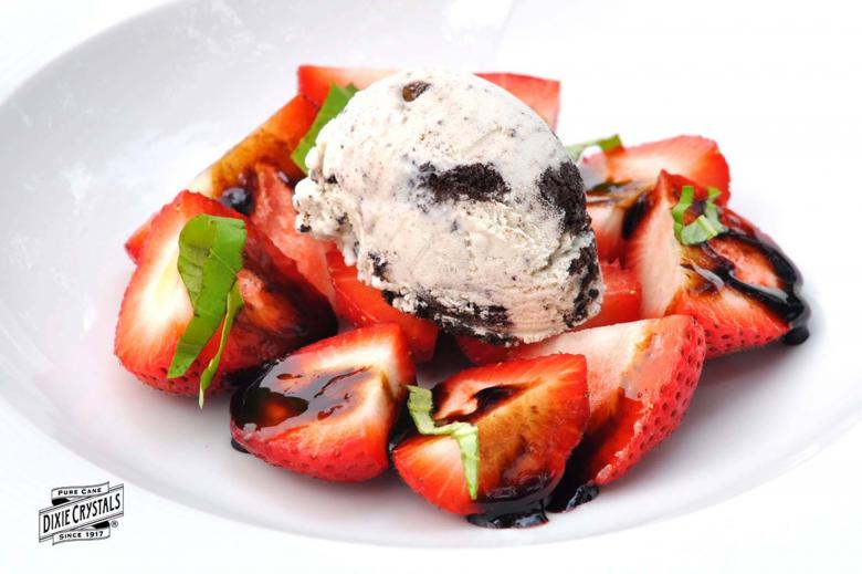 Balsamic Strawberries with Cookies & Cream Ice Cream dixie