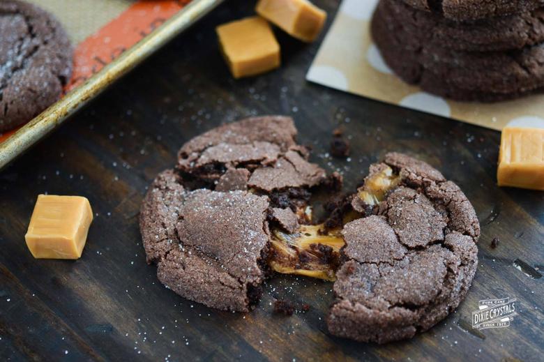 Chocolate Caramel Stuffed Cookies dixie