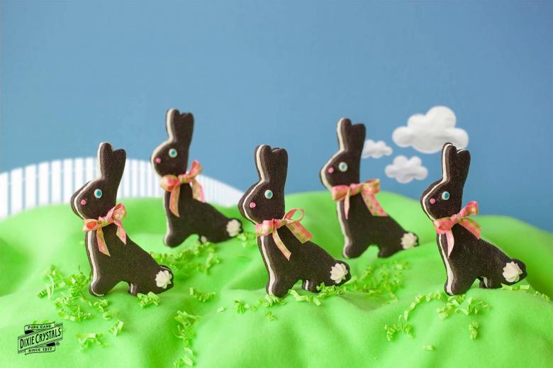 Chocolate Sandwich Bunny Cookies with Marshmallow Buttercream dixie