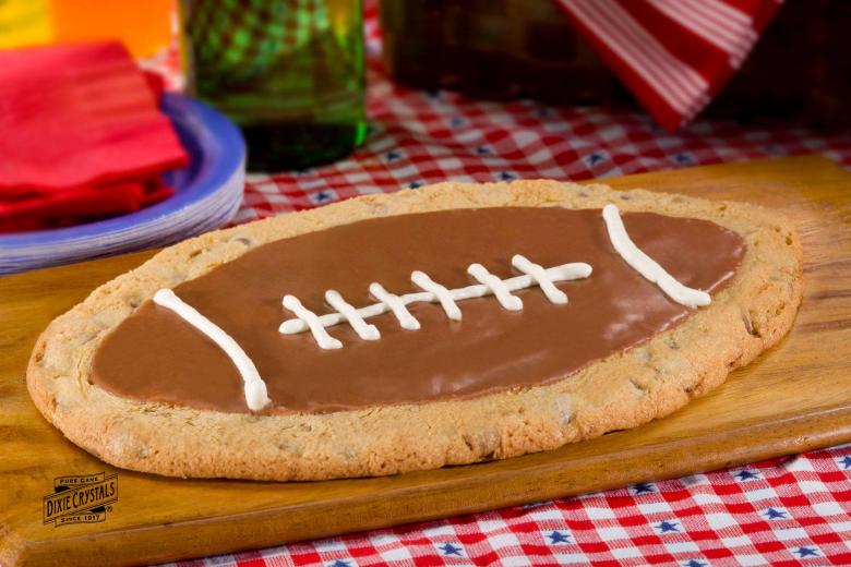 Giant Chocolate Chip-Peanut Football Shaped Cookie