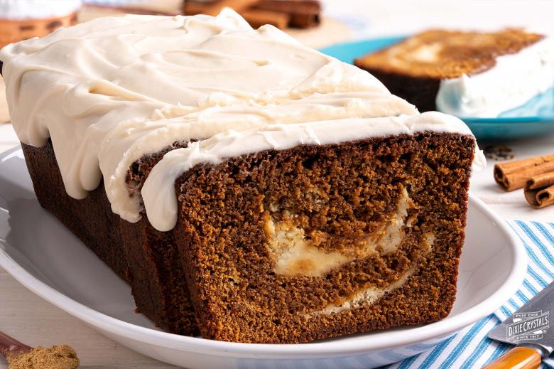 Gingerbread Pound Cake with Cream Cheese Swirl Dixie