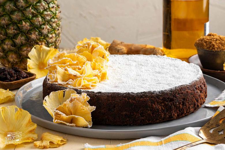 Jamaican Rum Cake with Pineapple Flowers Dixie 