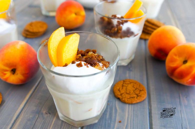 Peach Pudding with Ginger Crumble