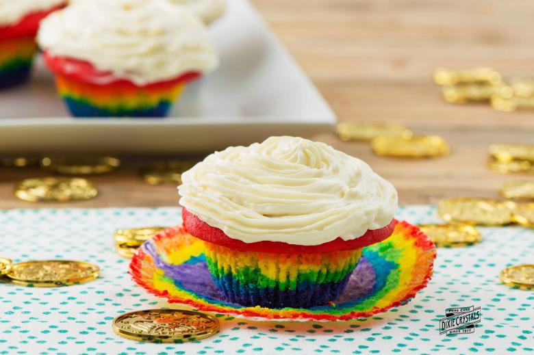 Pot of Gold Rainbow Cupcakes