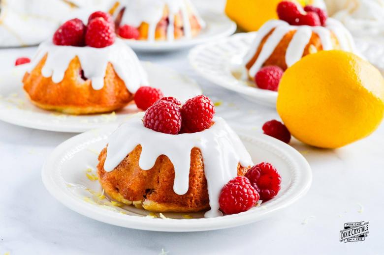 Raspberry Lemon Mini Bundt Cakes