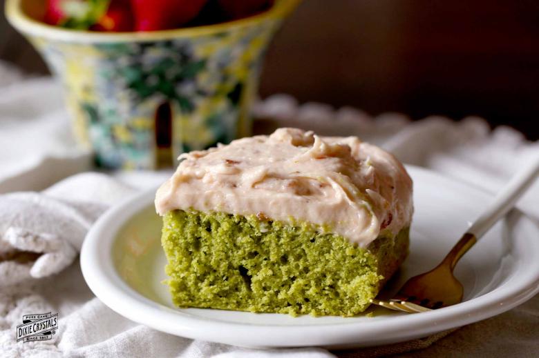 Matcha Sheet Cake with Strawberry Frosting Dixie 