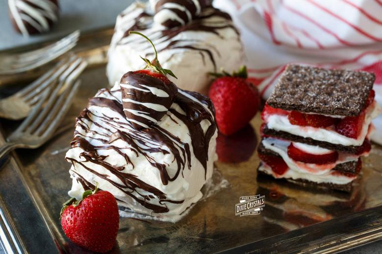 Mini Chocolate Covered Strawberry Icebox Cakes dixie