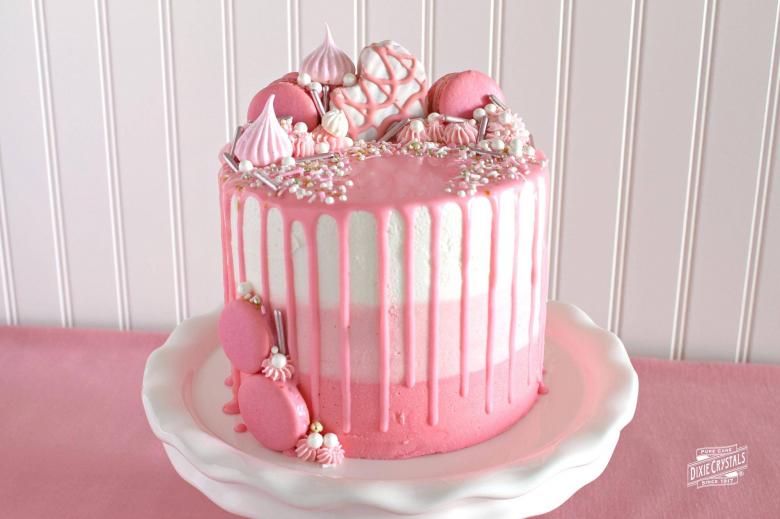 Pink Ombre Drip Layer Cake | Dixie Crystals