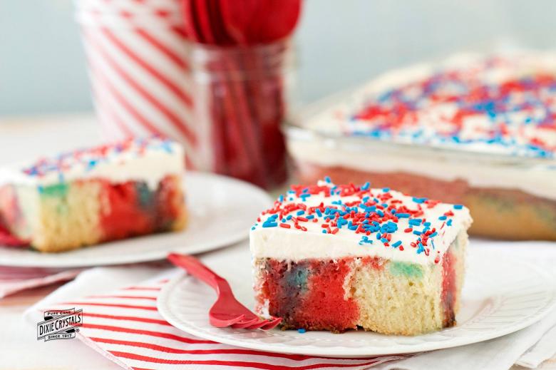 Red White & Blue Poke Cake dixie