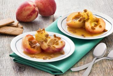 Baked Peaches Topped with Peach Gelato dixie