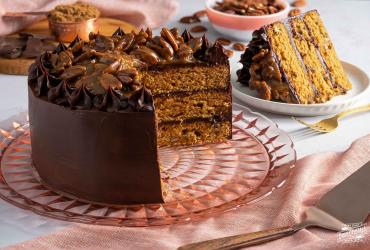 Brown Sugar Pecan Cake with Chocolate Ganache Dixie