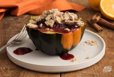 Cookie Topped Fruit Stuffed Acorn Squash