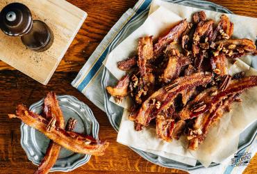 Pecan Spicy Candied Bacon dixie