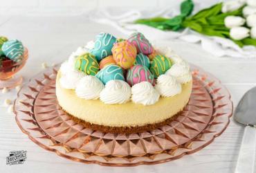 Strawberry Cheesecake with Chocolate Covered Strawberry Easter Eggs
