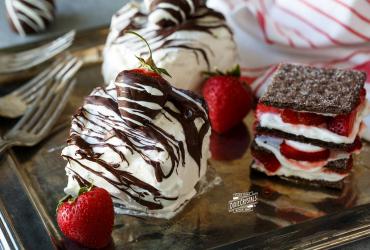 Mini Chocolate Covered Strawberry Icebox Cakes dixie