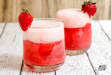 Strawberry Sorbet Champagne Floats