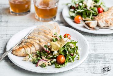 Grilled Balsamic Chicken With Mediterranean Salad 