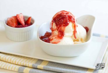 Toasted Coconut Ice Cream with Strawberry Sauce